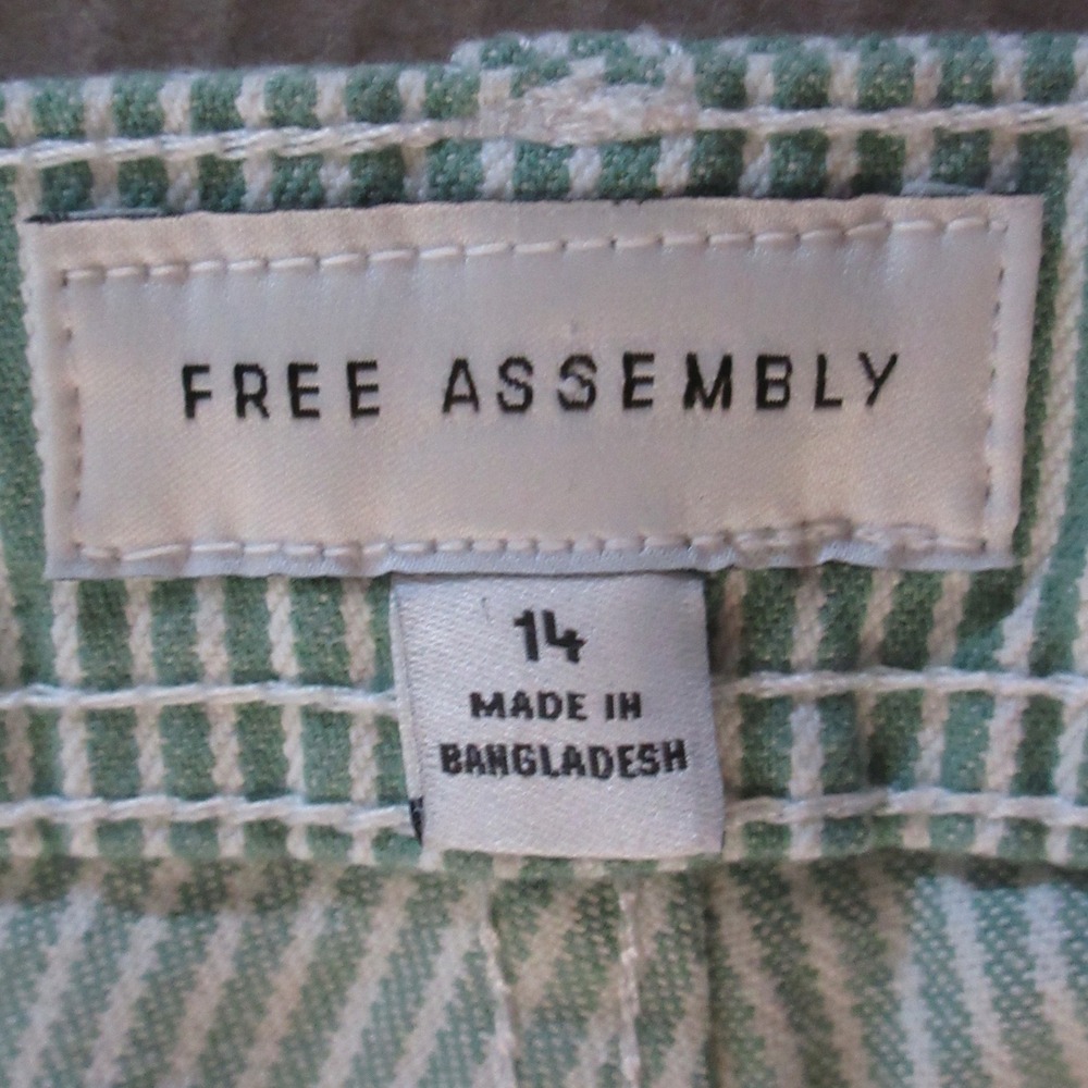 FREE ASSEMBLY Relaxed Fit Carpenter Jeans Sz 14 Green & White Striped Denim NWT - Picture 10 of 16